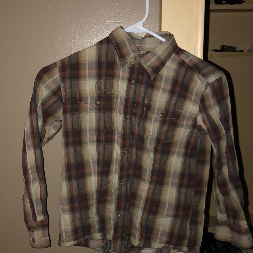 Boy collard plaid button up